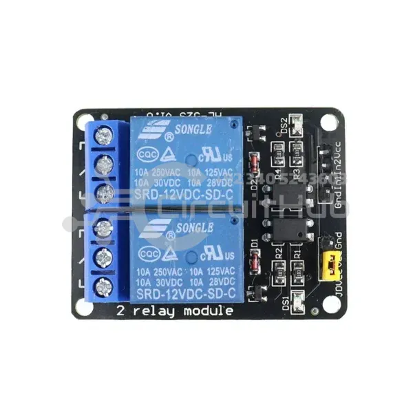 12V 2 Channel 10A Relay Module | CircuitHub